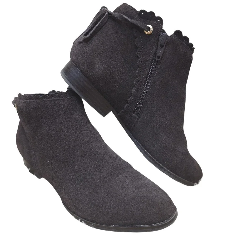 Jack Rogers Charlotte Dark Expresso Brown Suede‎ Leather Ankle Boots Sz 9M